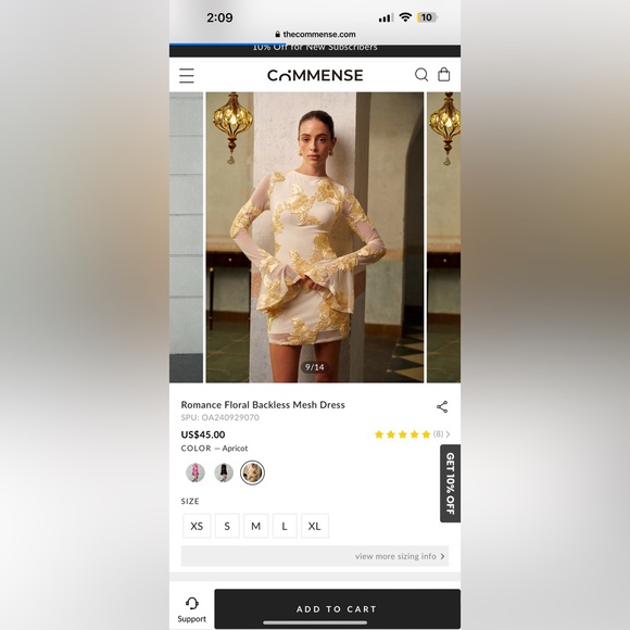 Commense Apricot Floral Mesh Dress - Picture 2 of 5